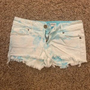 Tie dye jean shorts